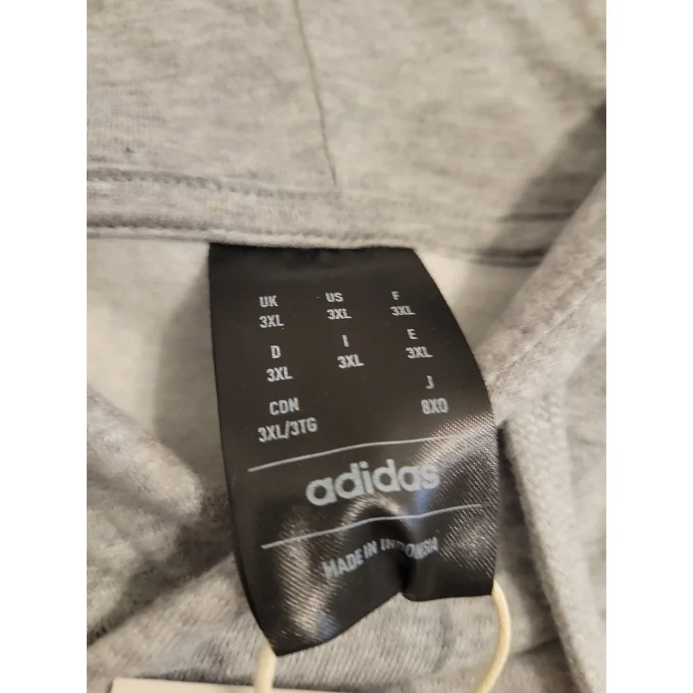 Adidas Hoodie Mens 3XL Pullover Gray Sport Activewear Everyday Gym Cotton Blend